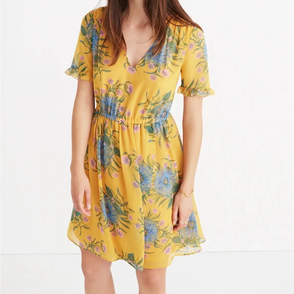 Madewell Sweetgrass Ruffle Sleeve Dress in Painted Blooms Size 8